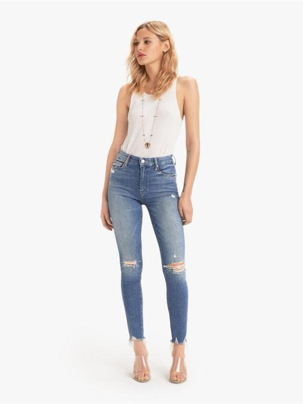 Anthropologie Mother High Waisted Looker Ankle Chew Rainbow Jeans Size 27